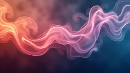 Flowing Pink and Orange Smoke Trail on Gradient Background
