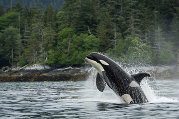 Obraz premium Fantastically beautiful majestic huge whale in deep ocean