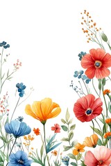 Vibrant blossoms a colorful watercolor floral composition celebrating the beauty of nature's palette in a serene setting