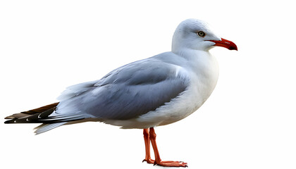 Obraz premium Natural white seagull isolated on a white background, aquatic animal