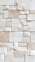 Stone wall with decorative tiles of various shapes