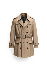 Beige trench coat  isolated on white background
