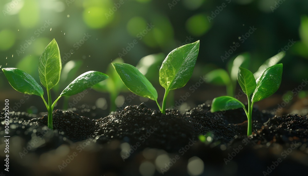 Aufkleber high-resolution 3d visualization of a growth trajectory with emerging plants.