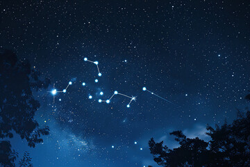 Obraz premium Astrological composition with empty starry sky for zodiac sign symbol