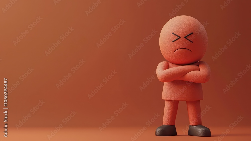 Aufkleber high-resolution 3d rendering of an unsatisfied customer with crossed arms.