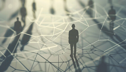 A network of interconnected figures representing people and technology