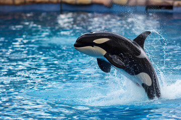 Obraz premium Fantastically beautiful majestic huge whale in deep ocean