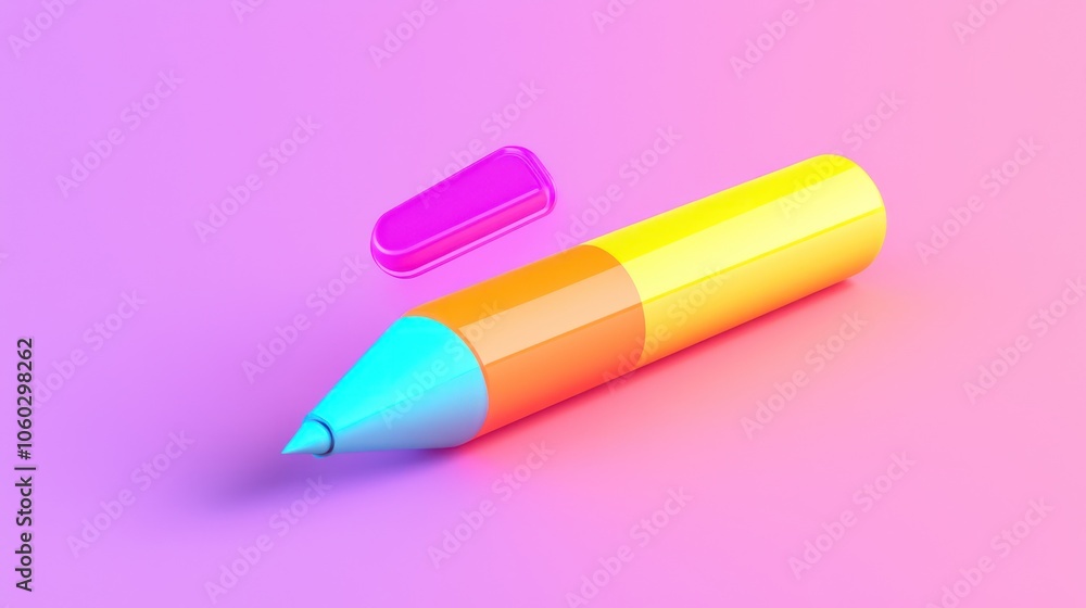 Poster three-dimensional text-highlighting marker icon.