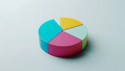 Obraz premium 3D isometric colorful pie chart, white background