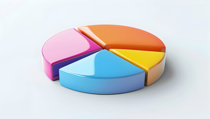 Obraz premium 3D pie chart, isometric view, colorful, white background