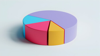 Obraz premium 3D pie chart, isometric view, colorful, white background