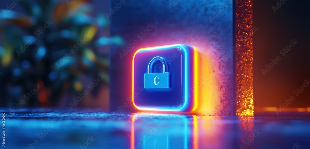 Poster 3d visualization of a password entry icon, representing secure access.