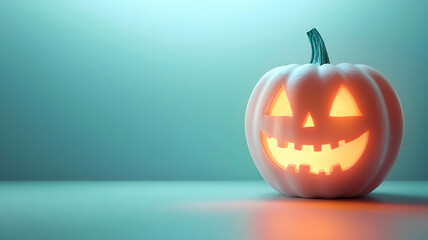 Pastel Halloween Pumpkin with Glowing Face