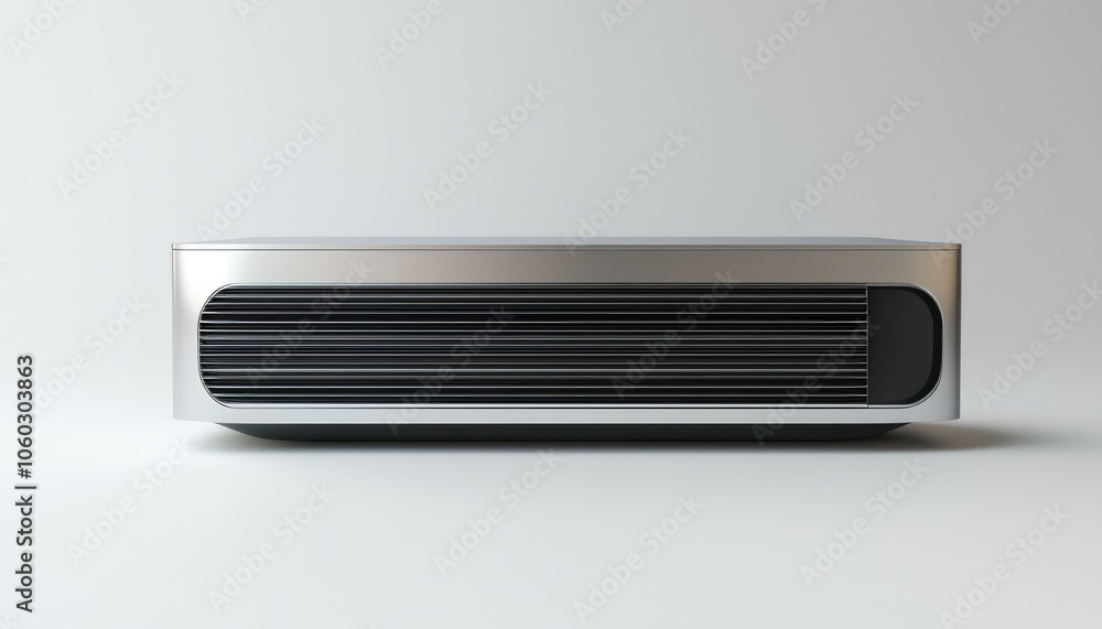 Poster 3d model of a modern air conditioning unit, focusing on design and utility.