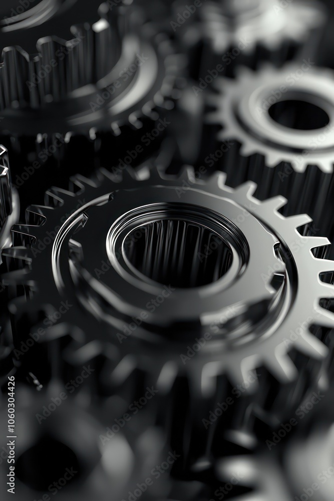 Aufkleber detailed 3d model showing gears meshed together and rotating in unison.