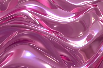 Obraz premium Abstract Pink and White Glossy Fabric with Smooth Waves