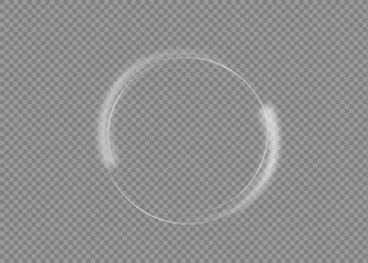 Light white circles. Curve light effect of white line. Luminous white circle portal. Vector