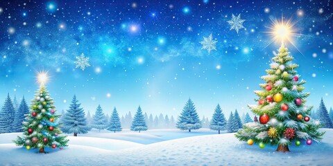 Fototapeta premium Snowy Christmas landscape with space for text
