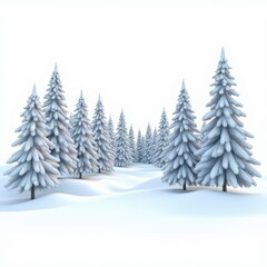 Fototapeta premium Snow-covered pine trees line a path in a tranquil, wintry landscape, evoking serene and peaceful emotions. Generative, AI.