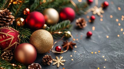 Abstract night scene featuring a glimmering golden christmas tree amidst a starry sky