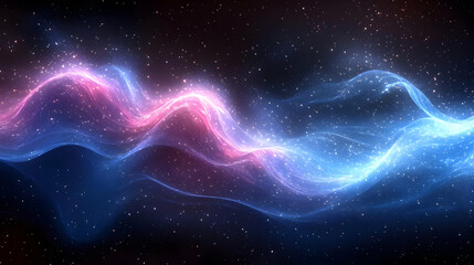 Fototapeta premium Abstract Background with Blue and Pink Waves and Stars