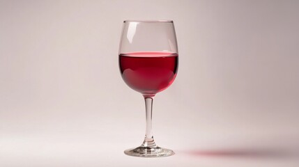 A Single Glass of Red Wine Against a Soft White Background