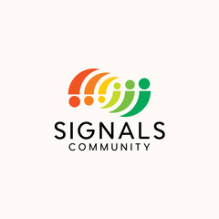 Obraz premium Signals community people youth colorful logo design business name ideas vector editable 