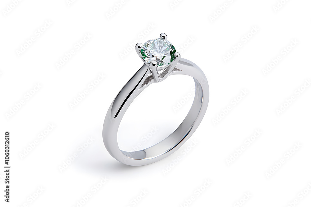 Poster emerald and diamond ring isolated on white background