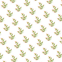 Abstract pattern from red-green leaves isolated on a white background.