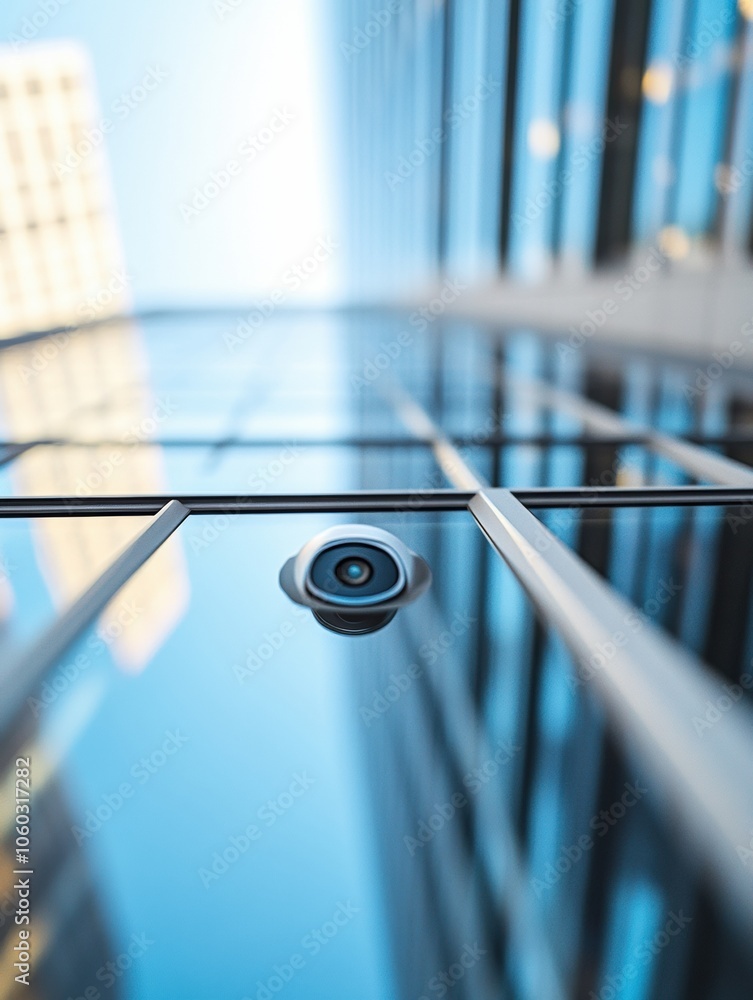 Aufkleber a modern office building features several surveillance cameras positioned above the entrance, enhanc