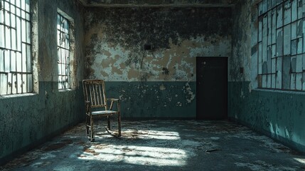 Abandoned Interrogation Room interior 