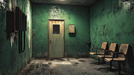 Abandoned Interrogation Room interior 