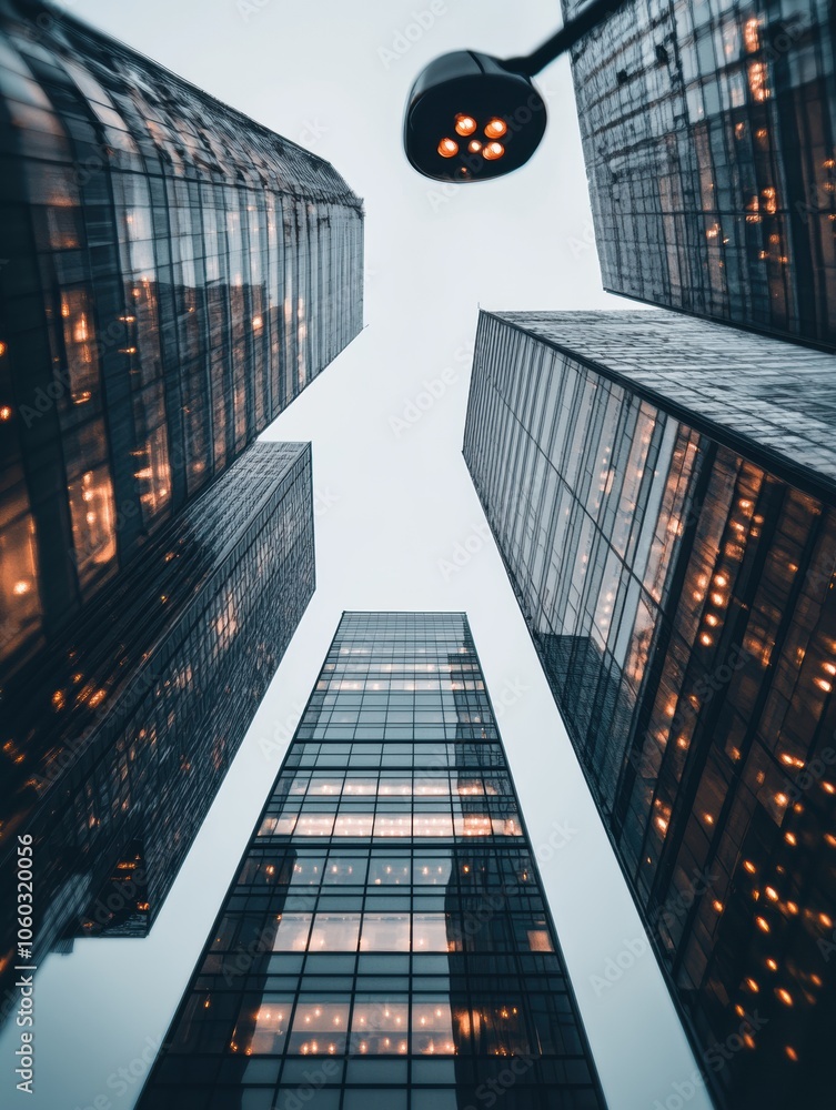 Aufkleber An office building with multiple surveillance cameras provides security monitoring in an active city environment during the day. Generative AI