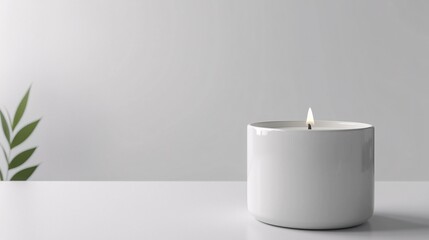 Sleek candle mockup with a clean design and spacious area for branding, set against a plain white backdrop for effortless customization.