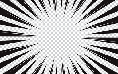 Obraz premium Comic strip radial motion lines on transparent background