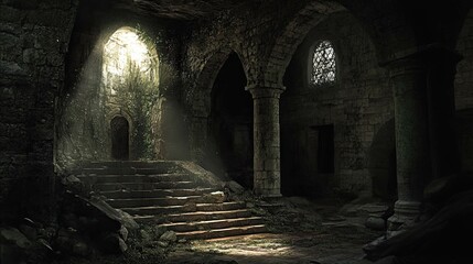Obraz premium Ancient Ruins with Hidden Horrors interior