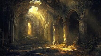 Fototapeta premium Ancient Ruins with Hidden Horrors interior