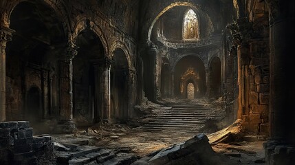 Naklejka premium Ancient Ruins with Hidden Horrors interior
