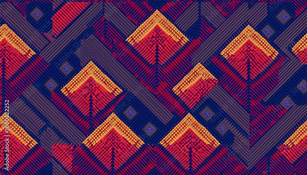 Poster geometric abstract pattern: a vibrant, digital illustration featuring a repeating pattern of geometr