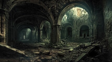 Obraz premium Ancient Ruins with Hidden Horrors interior
