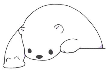 Polar bear looking down from above and reaching out