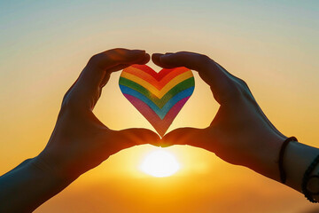 Beautiful colorful decorative heart in human hands