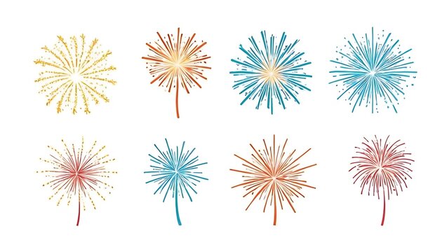 Different beautiful colored fireworks Watercolor for icons Isolated white background,Vector Fireworks,fireworks, celebrate, explosion, fire, night, year, new, celebration, holiday, 94