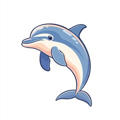A cute dolphin clipart, flat design illustration, pastel, isolated on white background.