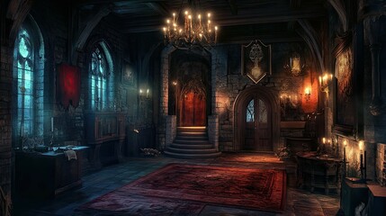 Obraz premium Haunted Castle Mountain interior 