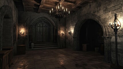 Obraz premium Haunted Castle Mountain interior 