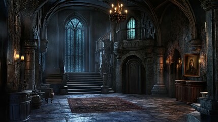 Fototapeta premium Haunted Castle Mountain interior 