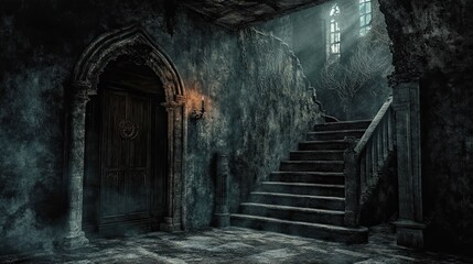 Fototapeta premium Haunted Castle Mountain interior 