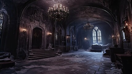 Fototapeta premium Haunted Castle Mountain interior 