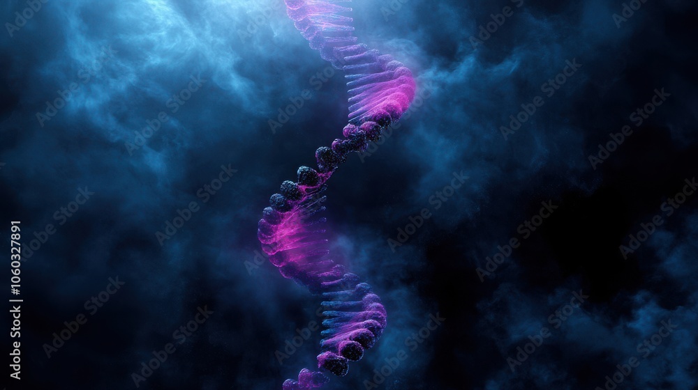 Poster abstract dna helix with dynamic colors and effects